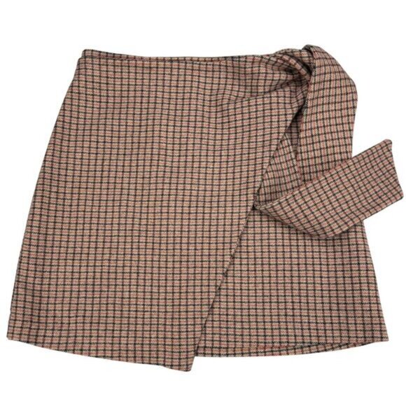 WILFRED Aritzia Wool Cashmere High Rise Wrap-Front Mini Skirt Sz 00 - Picture 5 of 9